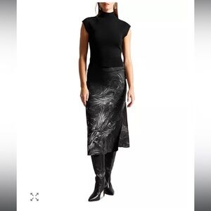 Ted Baker Mixed Media Midi Dress Black Size 4 NWT $325 Retail